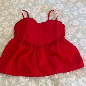 love on a hanger Red Ruffled Tank Top